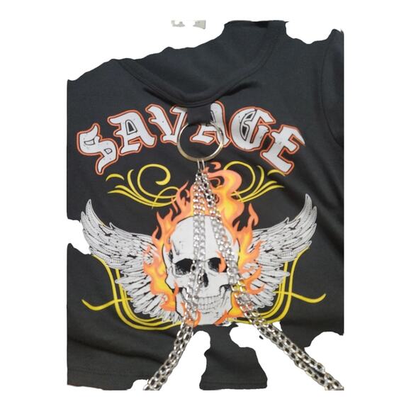 NWT 2 Piece Set Plaid pants with chain detail tee - Picture 5 of 10